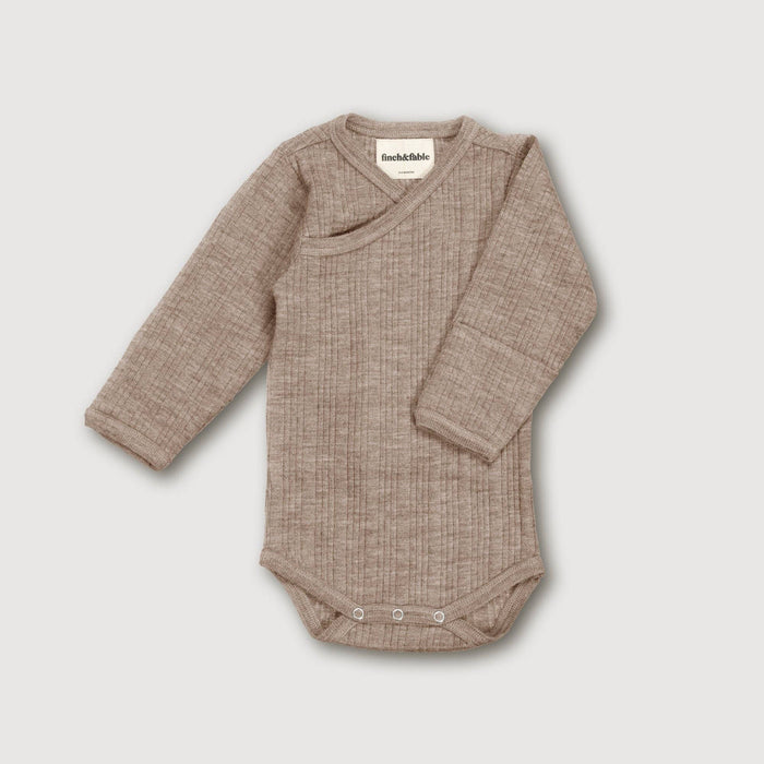 Wool Rib L/S Bodysuit - Sand