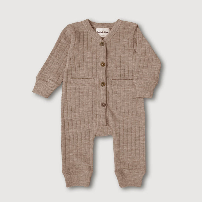 Wool Rib Playsuit - Sand