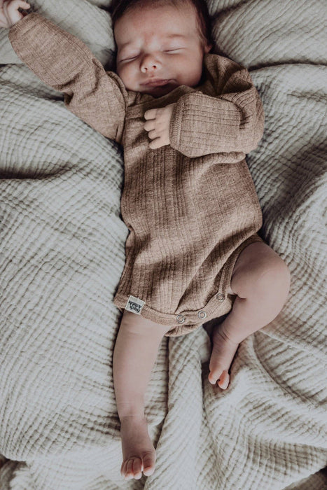 Wool Rib L/S Bodysuit - Sand