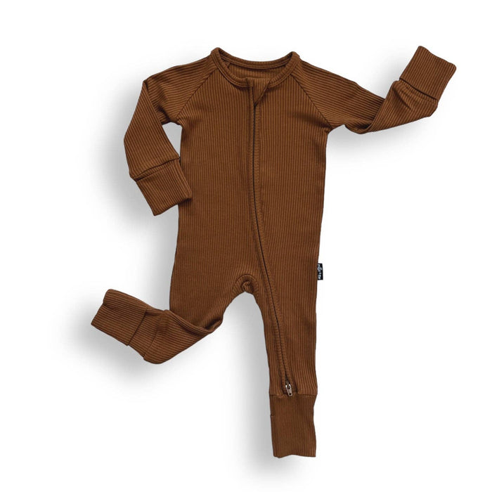 Zip Romper - Bark Ribbed